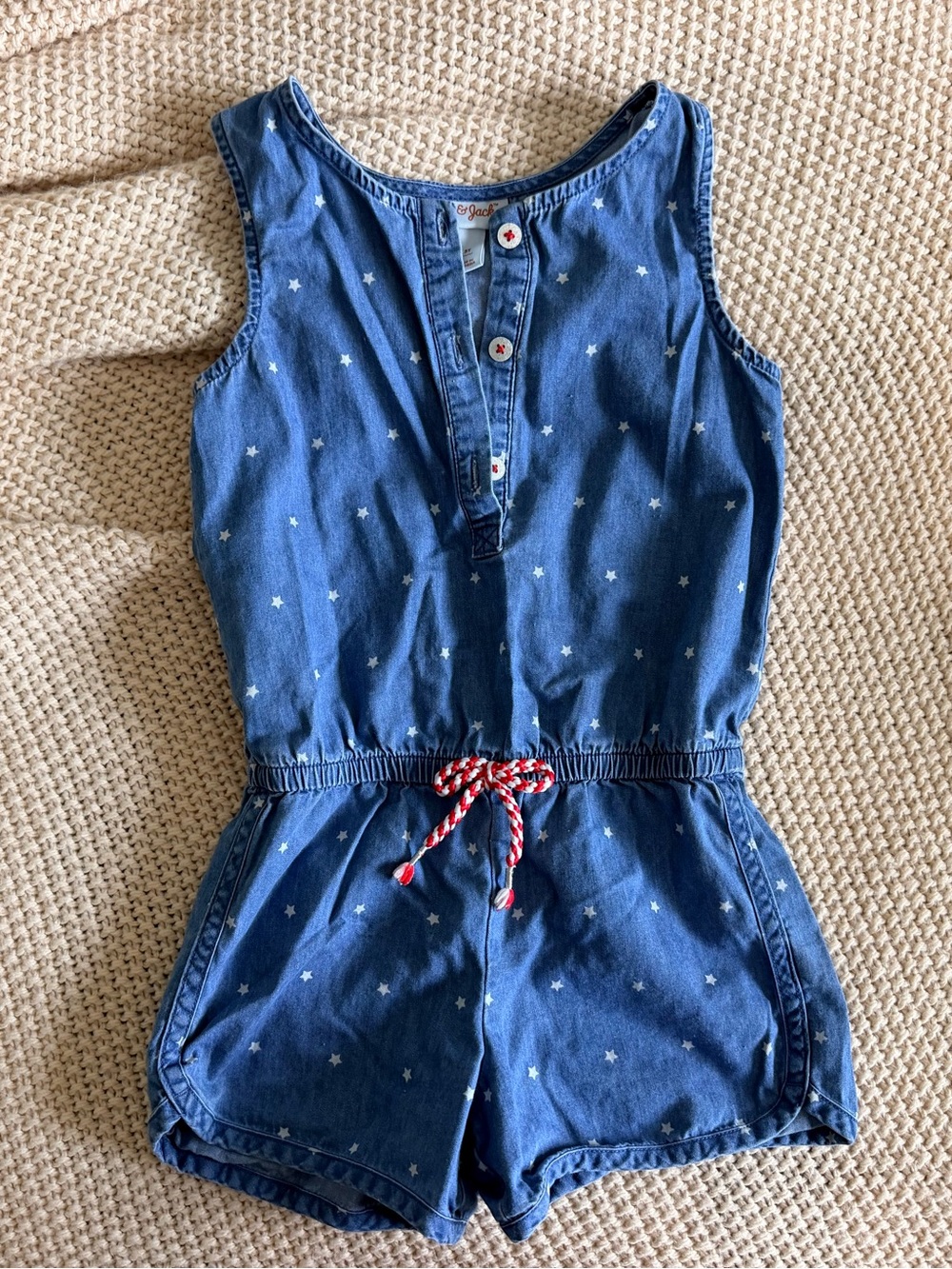 ⭐ Cat & Jack Star Print Denim Romper | 5T | EUC